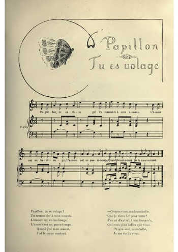 Papillon, tu es volage Partitions gratuites